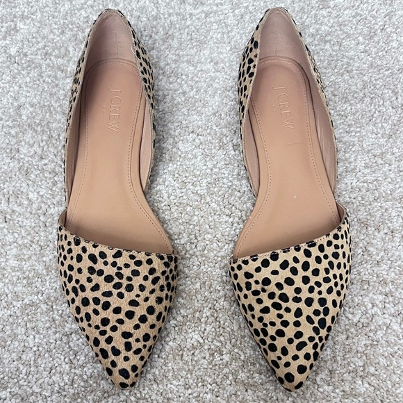 J. Crew Animal Print Calf Hair D’Orsay Flats size 7.5 - Picture 1 of 7
